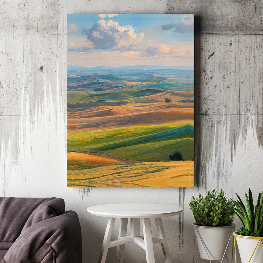 Rolling Hills Landscape Canvas Art | Impressionist Tuscany Meadow Print | Gallery Quality Fade-Resistant Wall Decor | Modern Farmhouse Gift