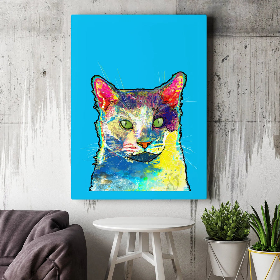 Colorful Cat Pop Art Canvas Print | Abstract Feline Wall Decor | Premium 1.25-Inch Gallery Wrap | Unique Modern Gift for Pet Lovers