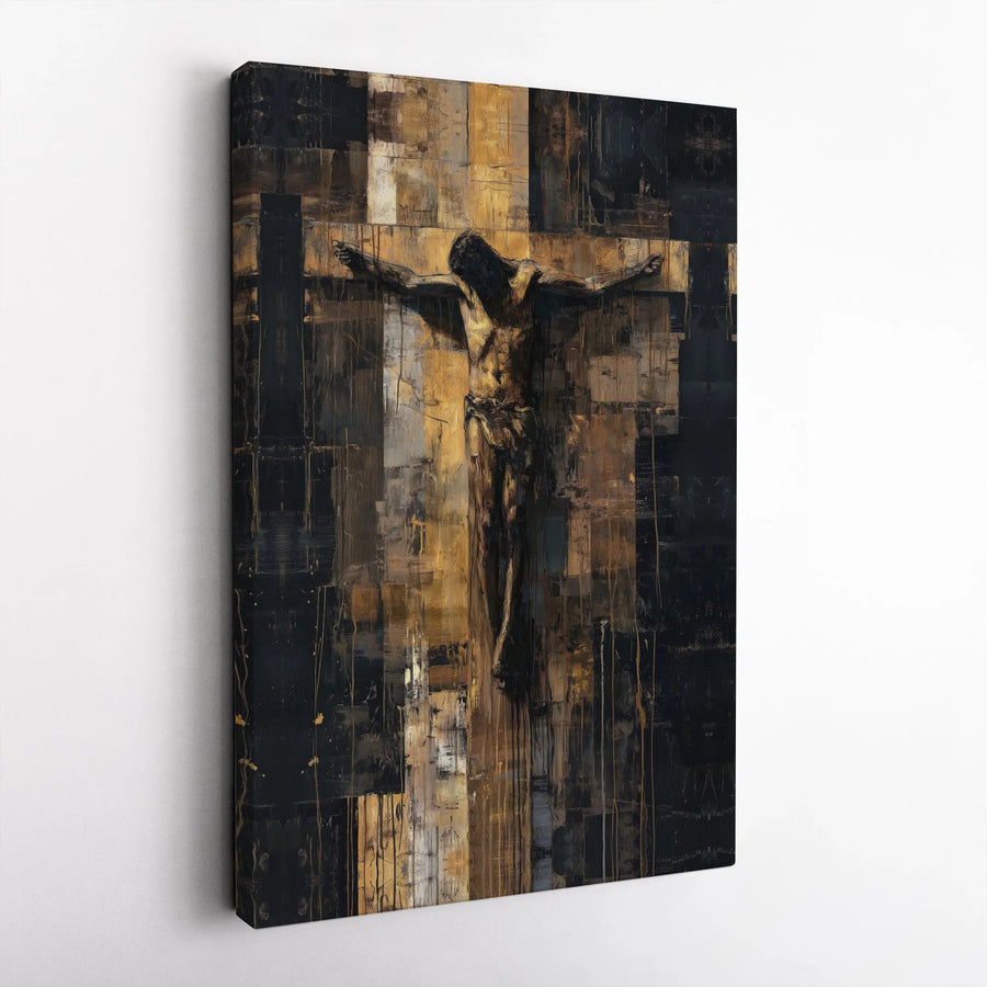 Jesus on the Cross Canvas Art | Modern Abstract Christian Painting | Premium Gallery Wrapped Canvas | Spiritual Religious Wall Decor Gift