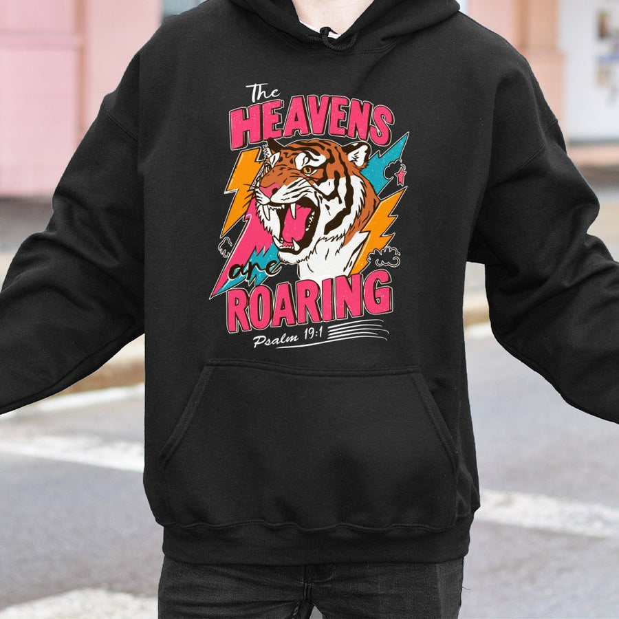 The Heavens Are Roaring Hoodie | Psalm 19:1 Bible Verse Graphic | Premium Cotton Blend | Faith-Based Christian Gift for Men and Women