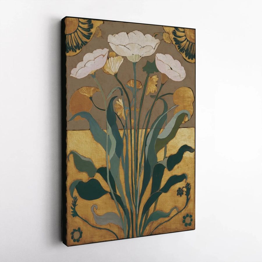 Art Nouveau Floral Canvas Wall Art | Vintage Botanical Illustration | Premium Thick Gallery Wrapped Print | Living Room Decor Gift