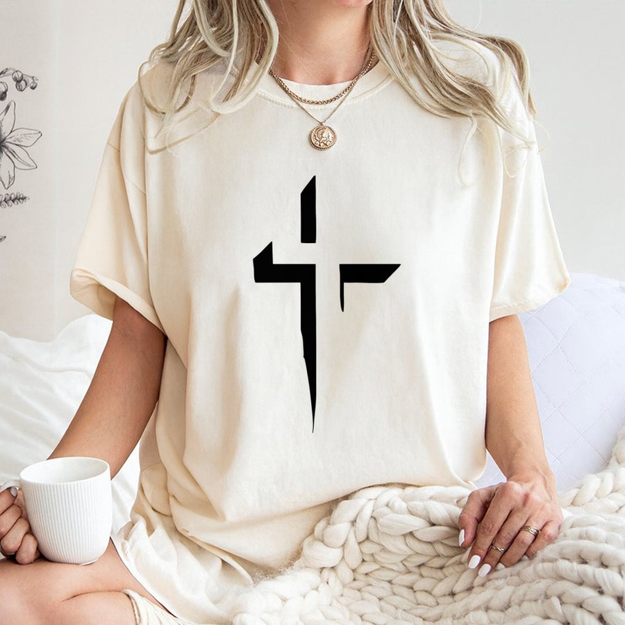 Abstract Cross T-Shirt | Minimalist Christian Faith Graphic | Premium Cotton Unisex Tee | Religious Gift for Men and Women