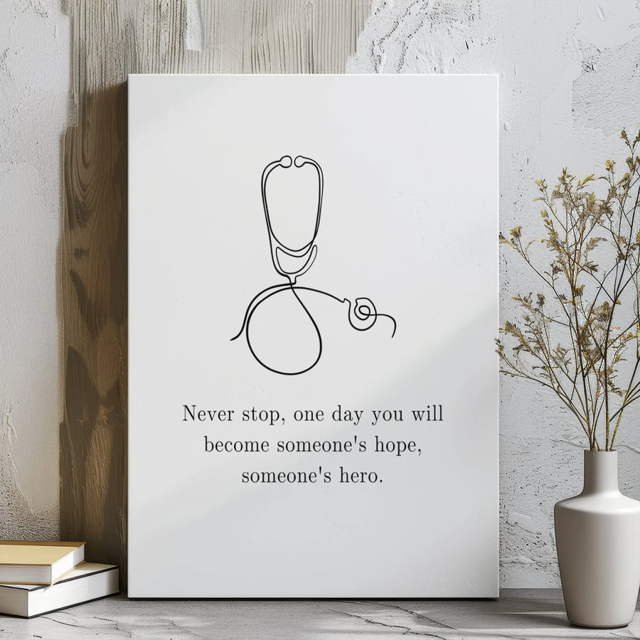 Medical Student Graduation Gift | Stethoscope One Line Art Canvas | Premium Gallery Wrap Wall Decor | Inspirational Nurse Doctor Office Art