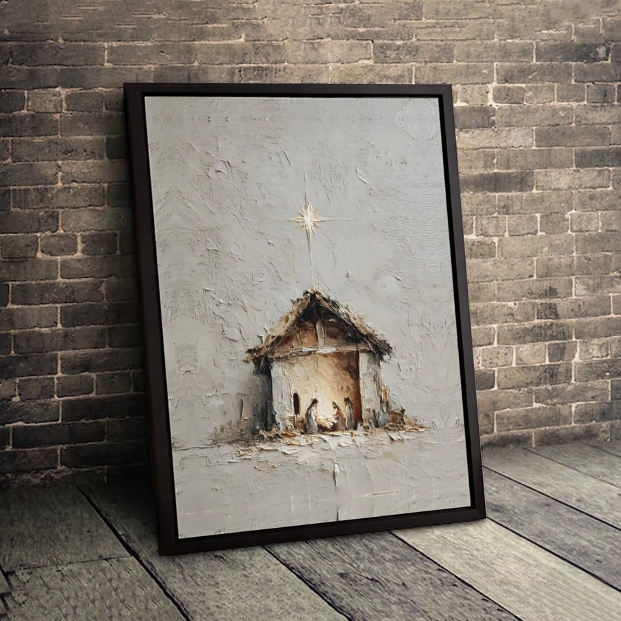 Nativity Scene Canvas Print | Textured Star of Bethlehem Religious Wall Art | Premium Fade-Resistant Gallery Wrap | Christian Christmas Home Decor Gift