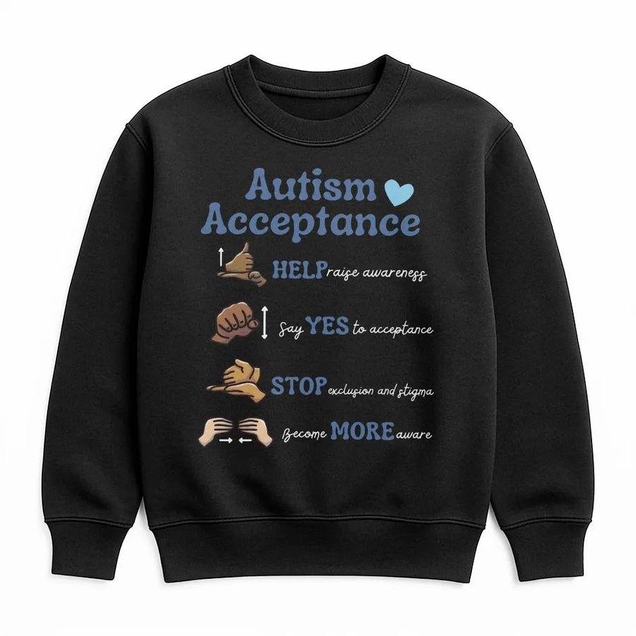 Autism Acceptance Hoodie Sweatshirt | Inspirational Sign Language Design | Premium Cotton Blend | Gift for SPED Teacher & Advocate