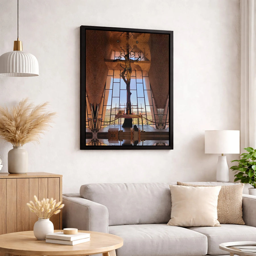 Chapel of the Holy Cross Canvas | Sedona Church Interior Wall Art | 1.25-Inch Gallery Wrap Print | Religious Gift for Home Office Decor