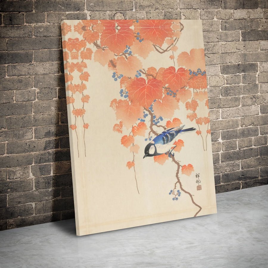 Japanese Bird Wall Art Canvas | Ohara Koson Print Vintage Botanical | 1.25" Gallery Wrap | Premium Home Decor Gift