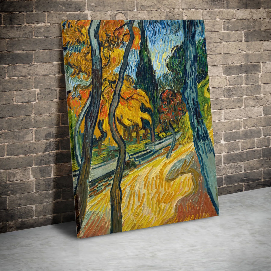 Van Gogh Garden Vertical Canvas | Post-Impressionist Famous Painting Reproduction | Premium High-Resolution Print | Collector's Wall Art for Home Decor