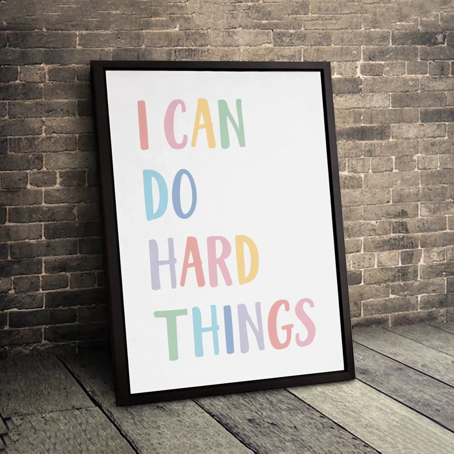 I Can Do Hard Things Wall Art | Colorful Pastel Motivational Canvas | Premium Fade-Resistant Print | Aesthetic Decor for Home or Office