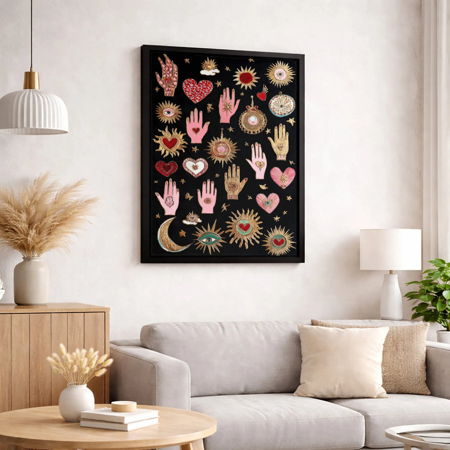 Mystical Symbols Canvas Print | Celestial Boho Wall Art | Premium Fade-Resistant Gallery Wrap | Spiritual Home Decor Gift for Her