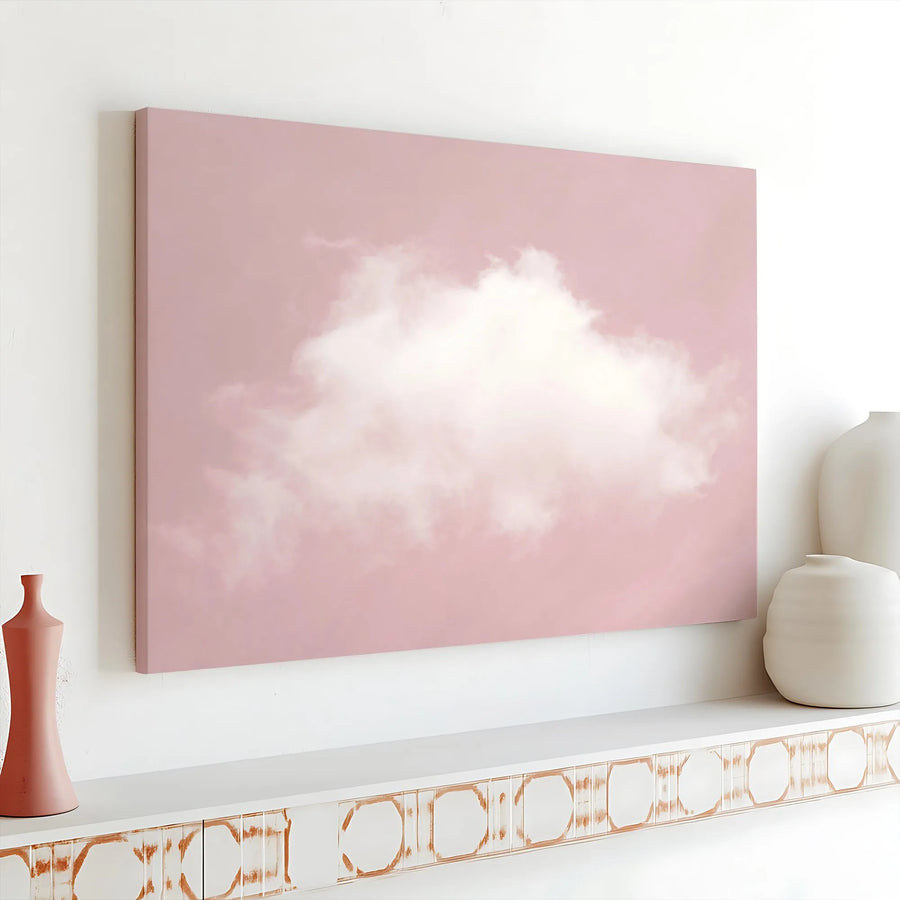 Pink Cloud Canvas Wall Art | Minimalist Dreamy Cloudscape Print | Premium Fade-Resistant Ink | Modern Bedroom & Nursery Decor