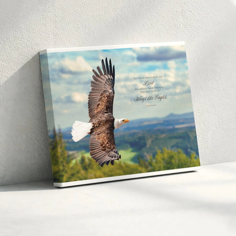 Isaiah 40:31 Canvas Art | Soar On Wings Like Eagles Wall Decor | Premium Framed Religious Scripture Print | Inspirational Christian Home Gift