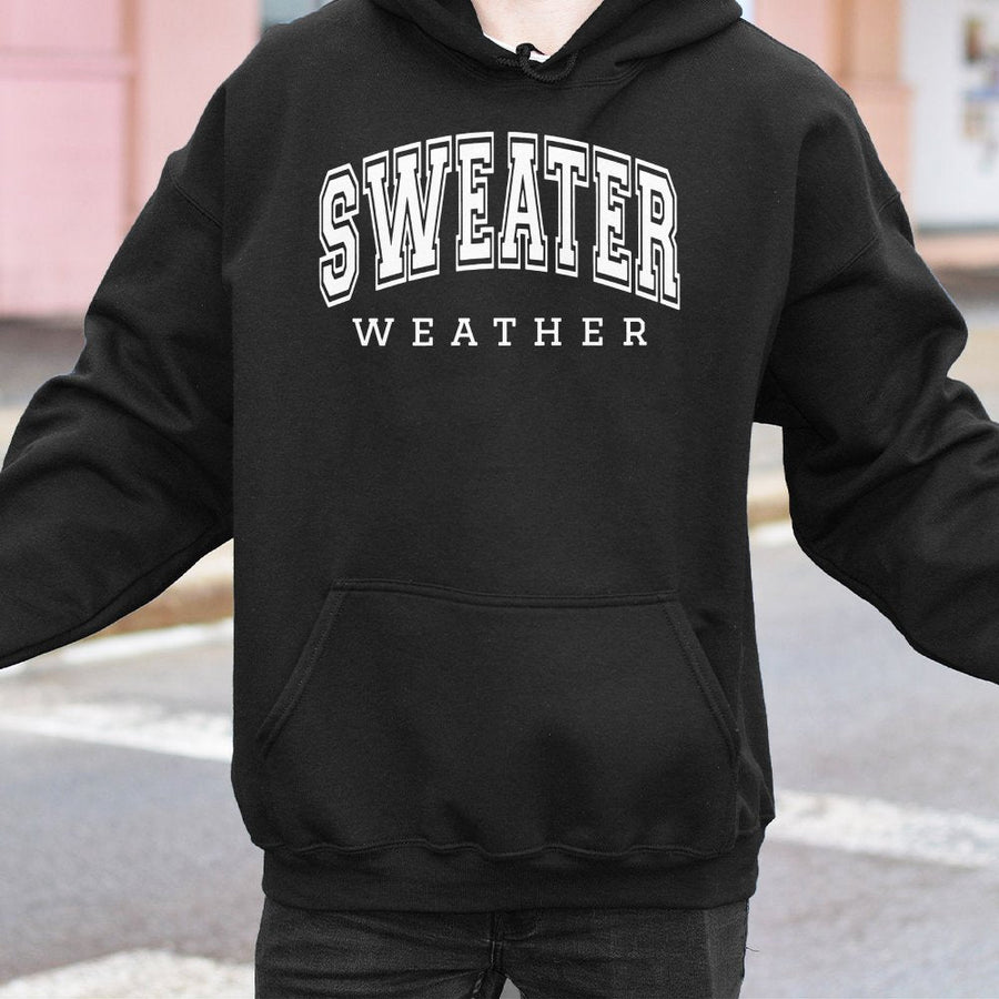 Sweater Weather Hoodie | Retro Collegiate Varsity Graphic | Premium Cotton Blend | Cozy Fall Apparel Gift for Her and Him