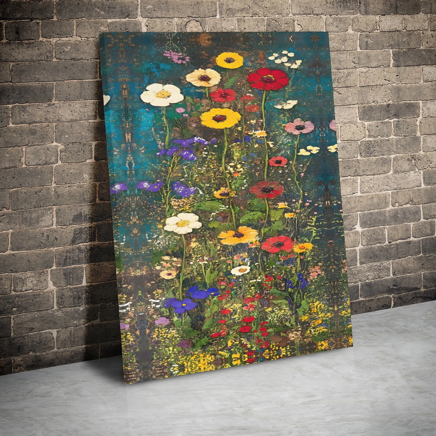 Wildflower Meadow Canvas Wall Art | Colorful Abstract Floral Print | Premium Gallery Wrap 1.25" Frame | Botanical Home Decor Gift for Her