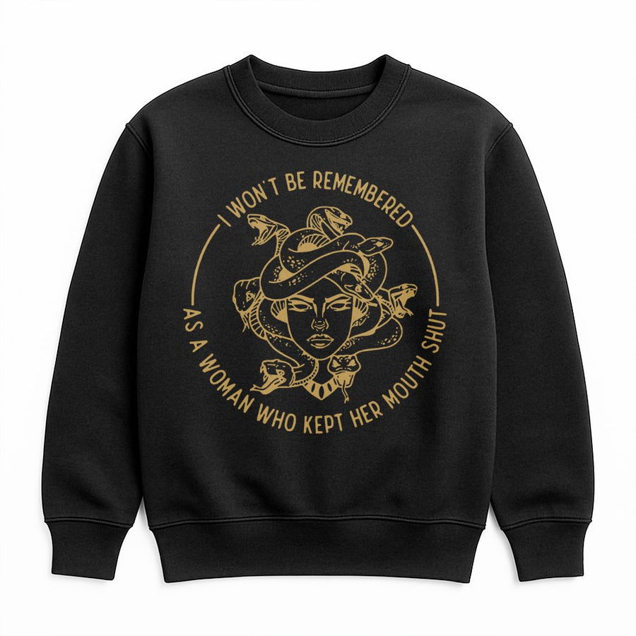Medusa Graphic Sweatshirt | Feminist Quote Apparel | Premium Cotton Blend Crewneck | Empowering Gift for Strong Women