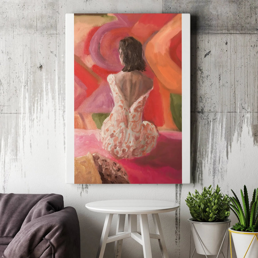 Abstract Woman Vertical Canvas | Colorful Impressionist Figure Painting | Premium 1.25" Thick Gallery Wrap | Collector's Modern Home Decor Art