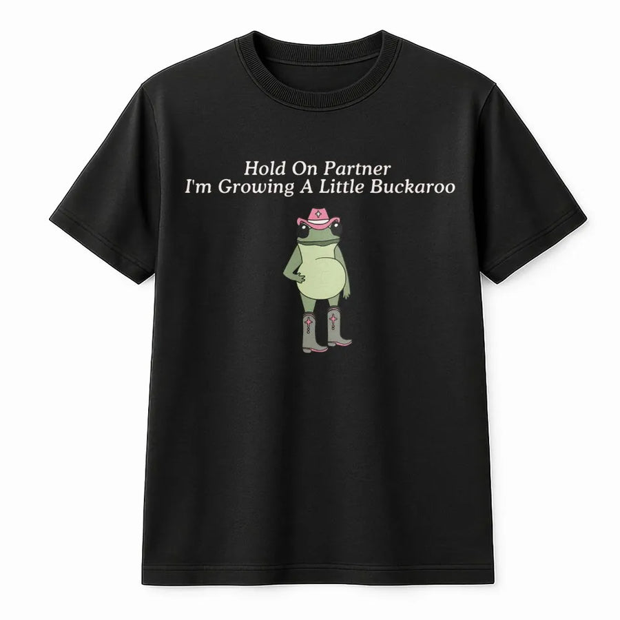Funny Pregnancy Announcement T-Shirt | Western Cowboy Frog Graphic | Premium Cotton Unisex Tee | Cute First Time Mom Baby Reveal Gift