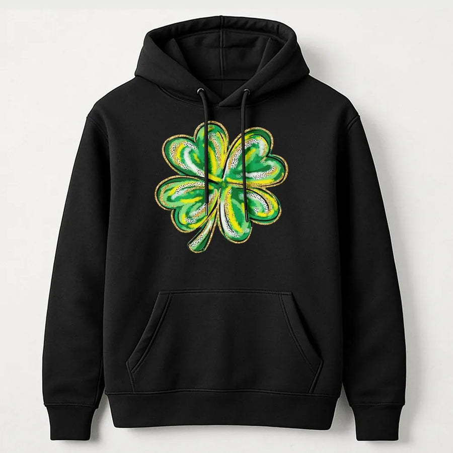 Lucky Shamrock Hoodie | St. Patrick's Day Graphic Print | Premium Cotton-Poly Blend | Unisex Gift for Irish Celebration and Spring Apparel