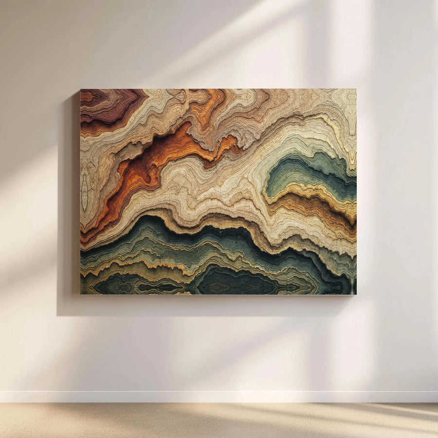 Abstract Earth Layers Canvas Print | Topographic Line Art | Premium Gallery Wrapped Canvas | Modern Living Room Decor Gift