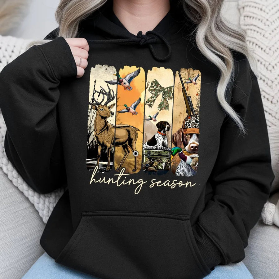 Hunting Season Hoodie | Whitetail Deer Duck Hunter Design | Premium Cotton Blend | Gift For Hunters Outdoorsmen Women
