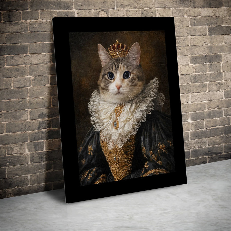 Royal Cat Portrait Canvas Print | Renaissance Pet Portrait, Funny Regal Animal Art | Premium Gallery Wrapped Canvas | Unique Collector's Gift for Cat Lovers