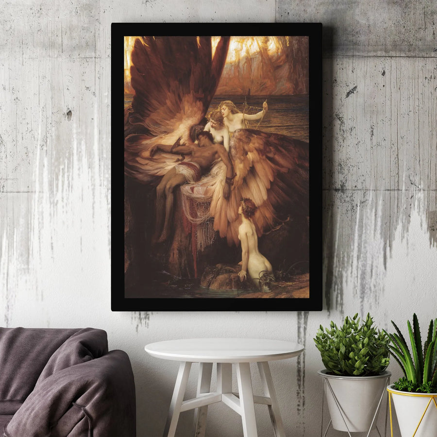Lament for Icarus Canvas Wall Art | Herbert Draper Mythology Painting | Premium Gallery Quality Canvas | Classical Art Collector Gift for Home Decor