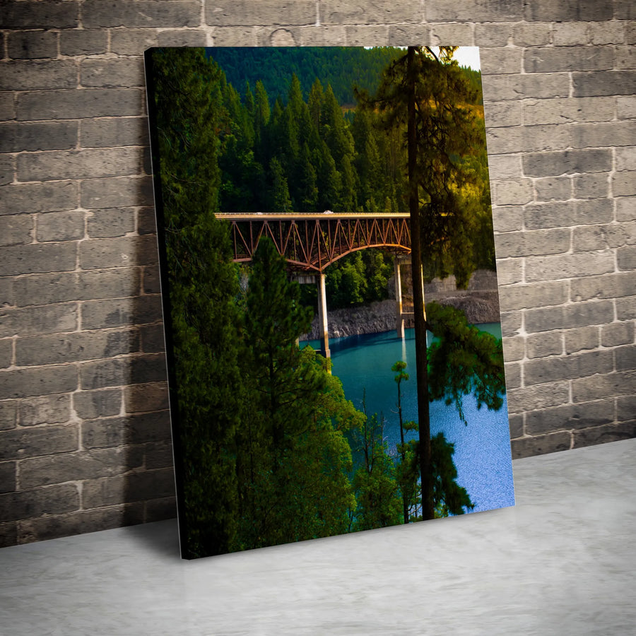 Forest Bridge Canvas Wall Art | Scenic Steel Truss Landscape Print | Premium 1.25-Inch Gallery Wrap | Nature Home Decor Gift for Office