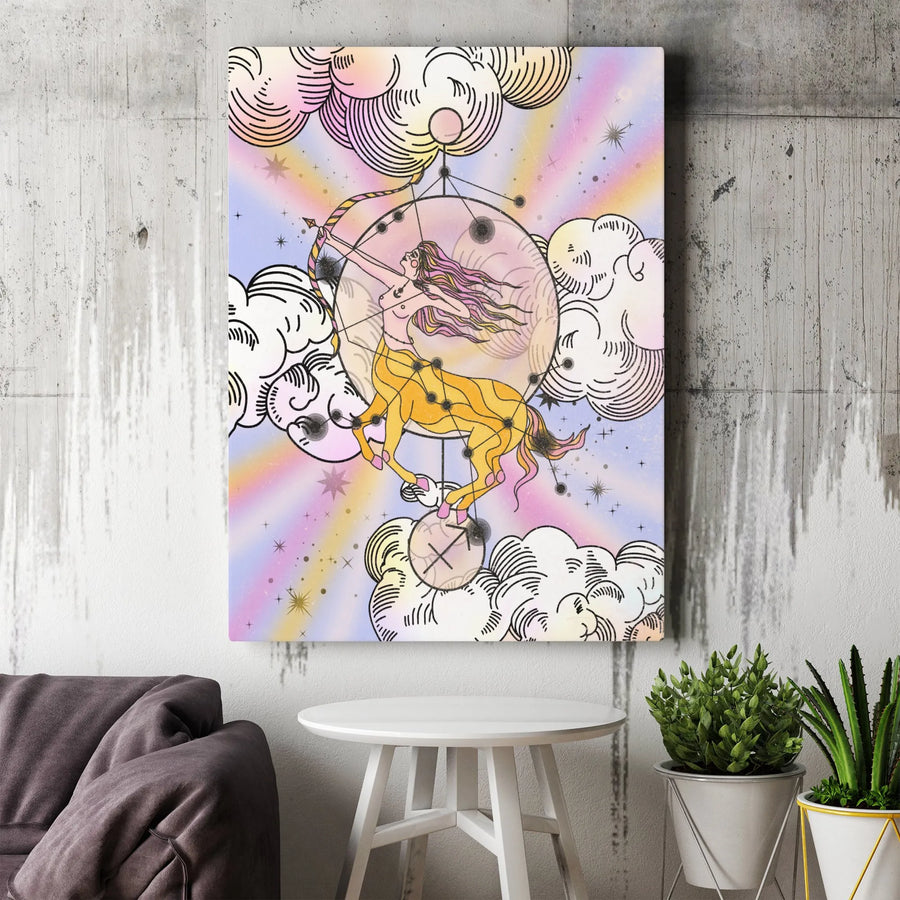 Sagittarius Zodiac Canvas Wall Art | Retro Celestial Archer Design | Premium 1.25" Thick Canvas | Astrology Birthday Gift for Her