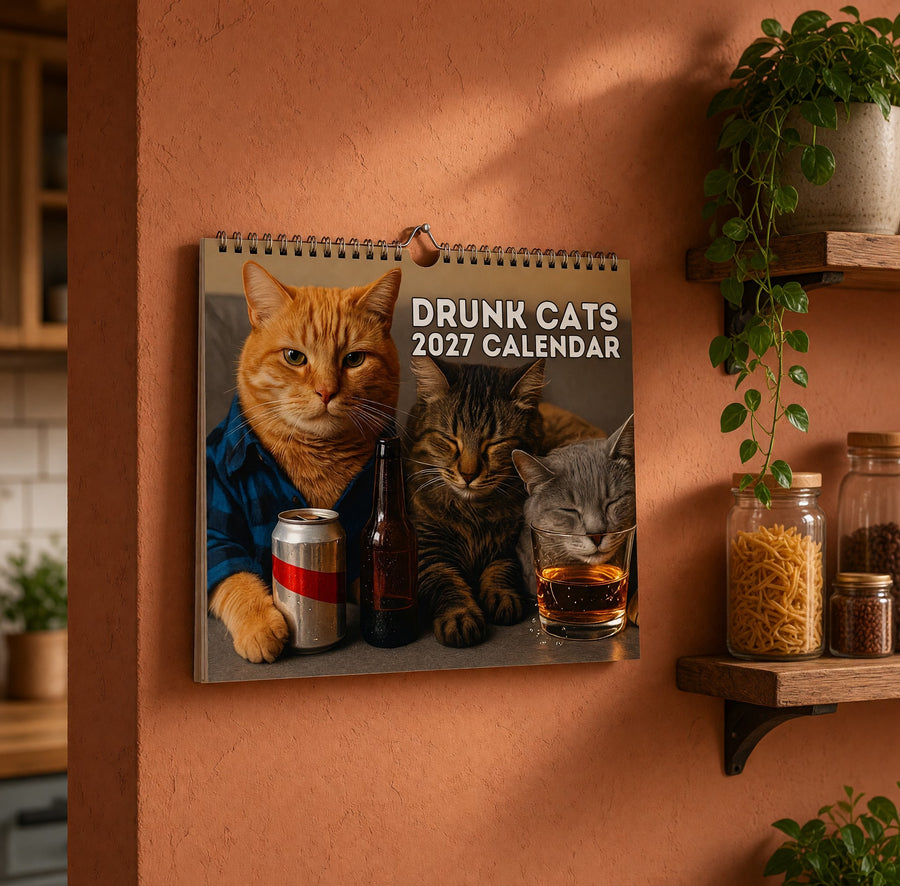 Drunk Cats 2027 Wall Calendar