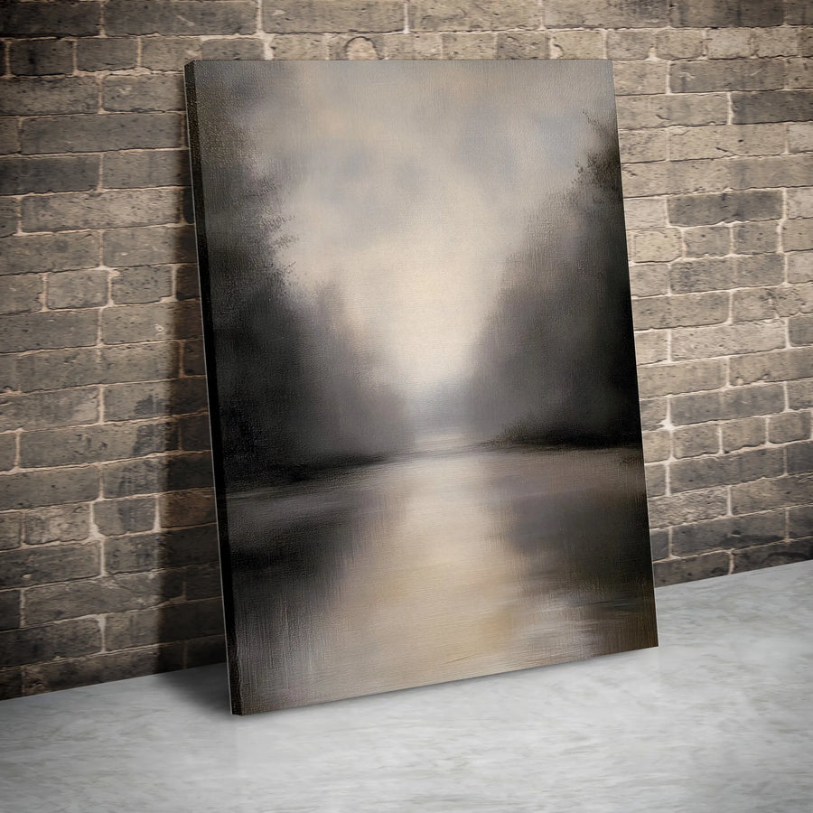 Moody Forest Wall Art | Abstract Atmospheric Foggy Path Canvas Print | Premium Thick Gallery Wrap | Modern Living Room & Office Decor Gift