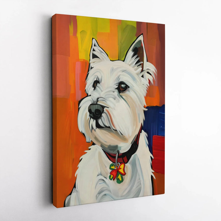 West Highland Terrier Wall Art | Colorful Pop Art Dog Portrait | Premium 1.25 Inch Gallery Wrap Canvas | Unique Westie Lover Gift