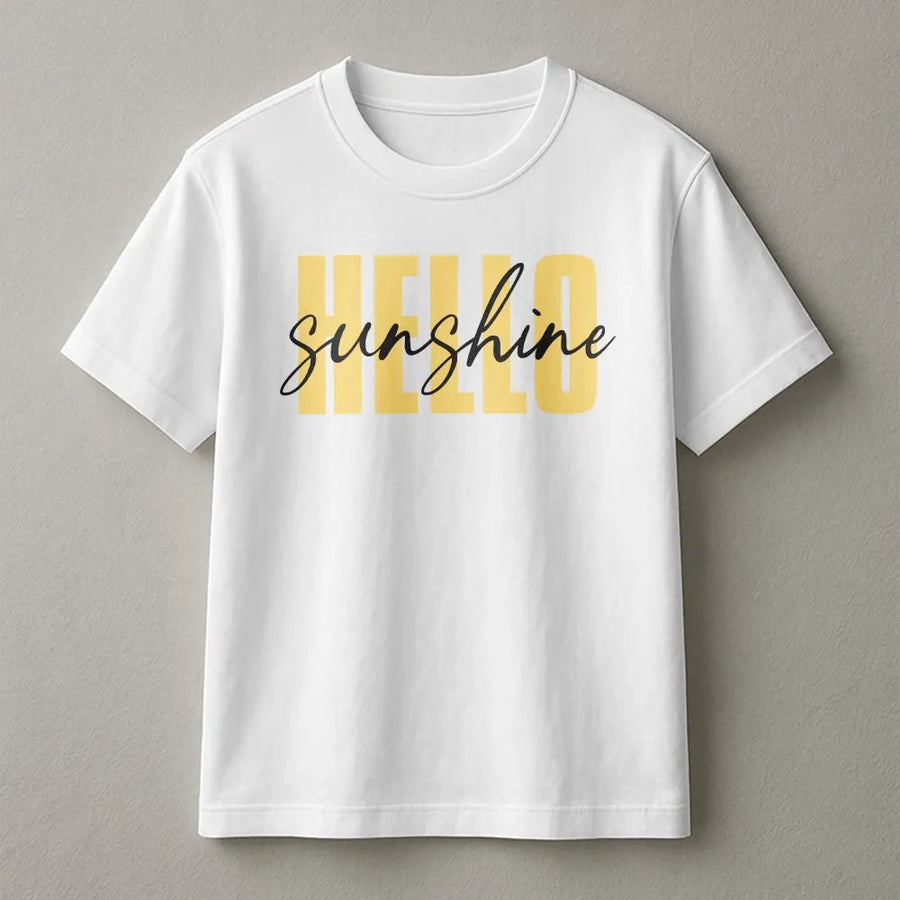 Hello Sunshine Shirt | Cute Summer Graphic Tee with Sunny Vibe | Premium 100% Cotton Top | Beach Trip & Family Vacation Outfit Gift