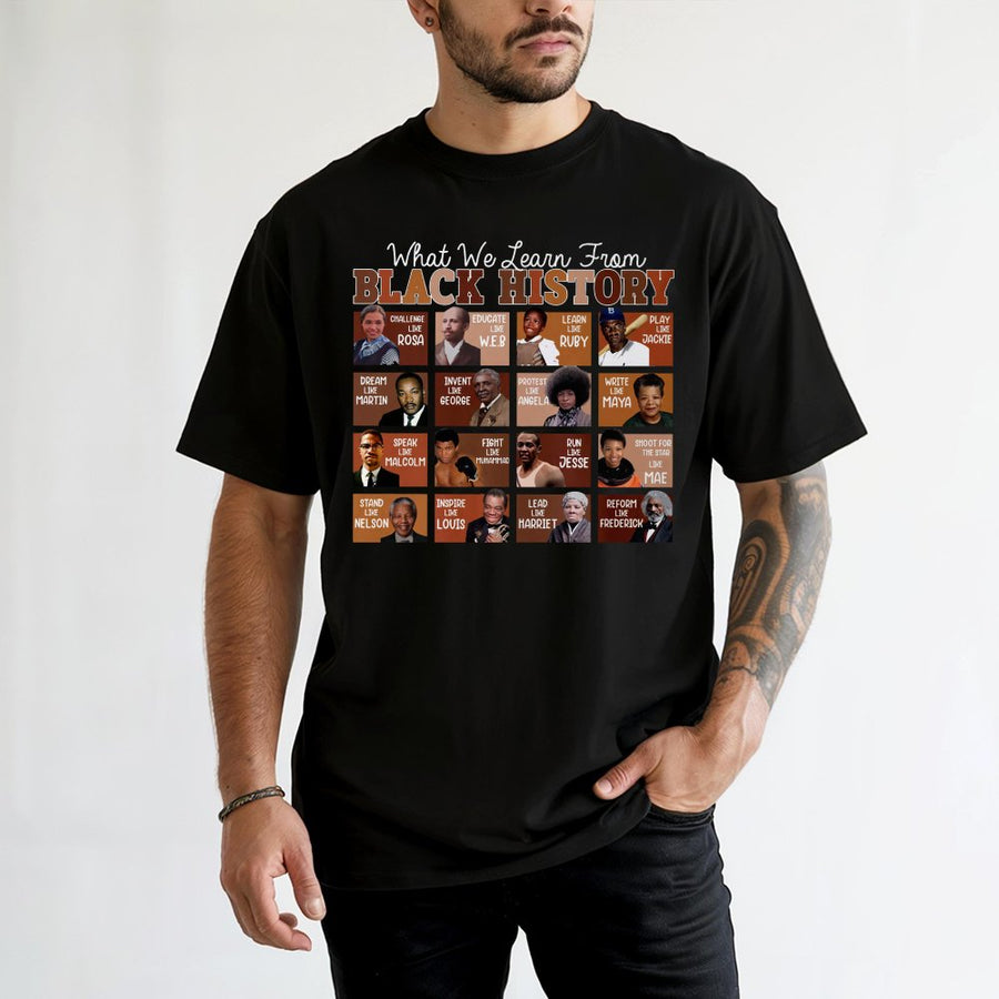 Black History Month T-Shirt | Inspirational African American Icons Graphic Tee | Premium 100% Cotton Apparel | Gift for Teachers Students Activists