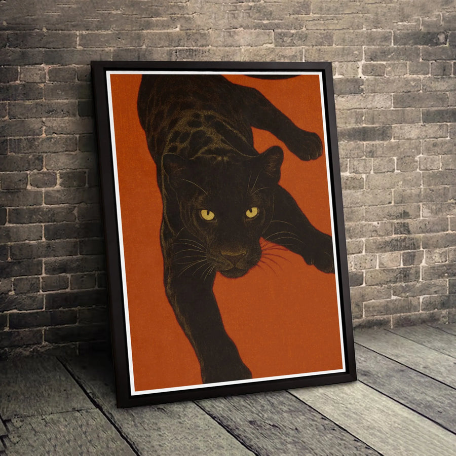 Black Panther Wall Art | Stalking Big Cat Portrait | Gallery-Quality 1.25" Canvas | Modern Wildlife Home Decor Gift