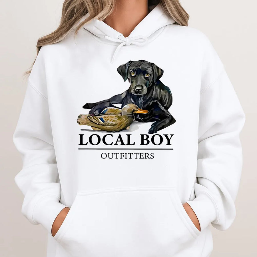Duck Hunting Hoodie | Labrador Retriever Graphic Print | Cotton-Polyester Blend | Outdoor Gift For Hunters And Dog Lovers