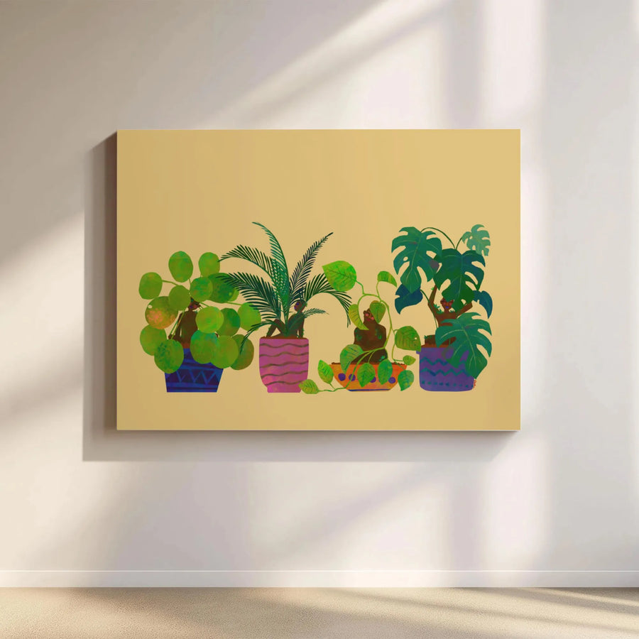 Boho Women Plant Art Canvas | Minimalist Botanical Illustration | Gallery-Quality 1.25” Thick Print | Modern Home Decor Gift