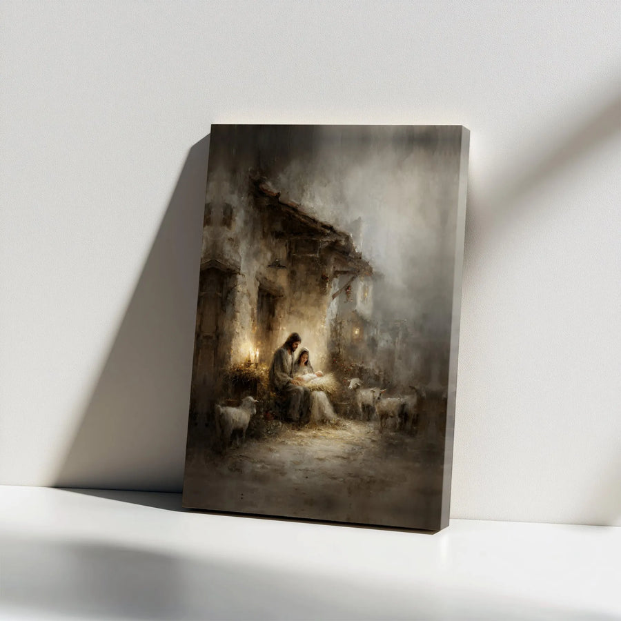 Nativity Scene Canvas Print | Holy Family Manger Wall Art | Premium Gallery Wrap Religious Decor | Christmas Spiritual Gift for Home