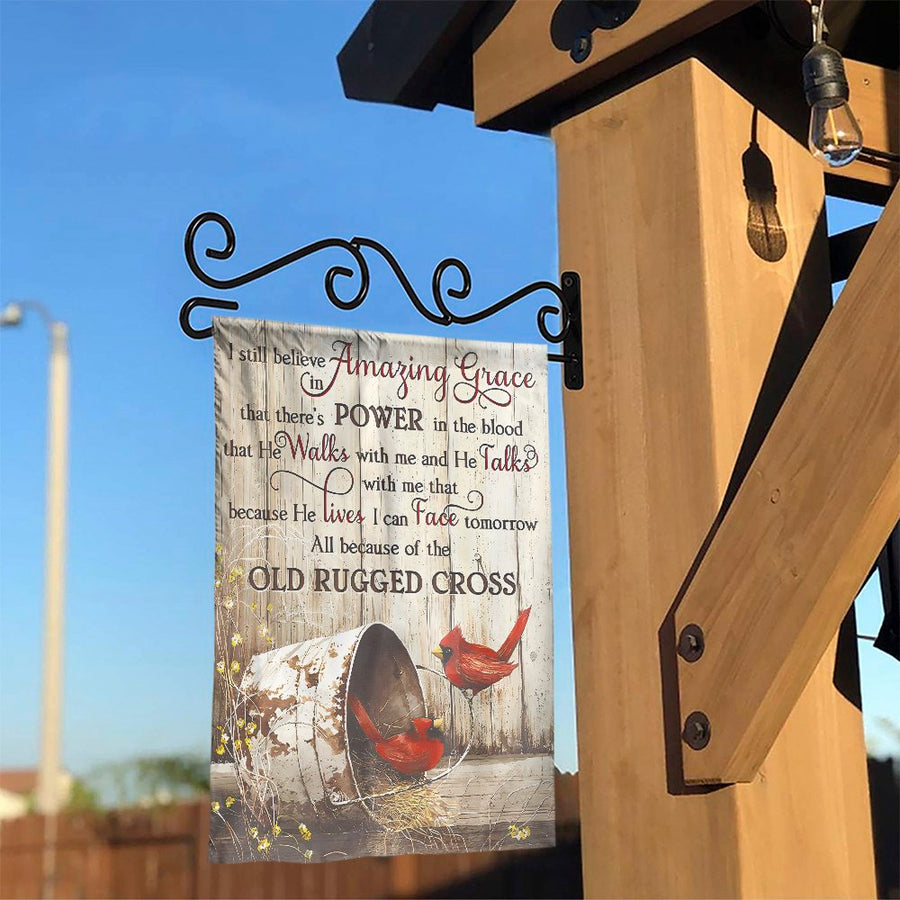 Amazing Grace Garden Flag | Old Rugged Cross Christian Art | Durable Weather-Resistant Polyester | Inspiring Religious Yard Decor Gift