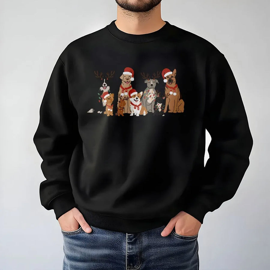 Christmas Dog Sweatshirt | Festive Reindeer Dog Holiday Graphic | Premium Cotton Blend Unisex Jumper | Gift For Dog Lovers & Pet Owners