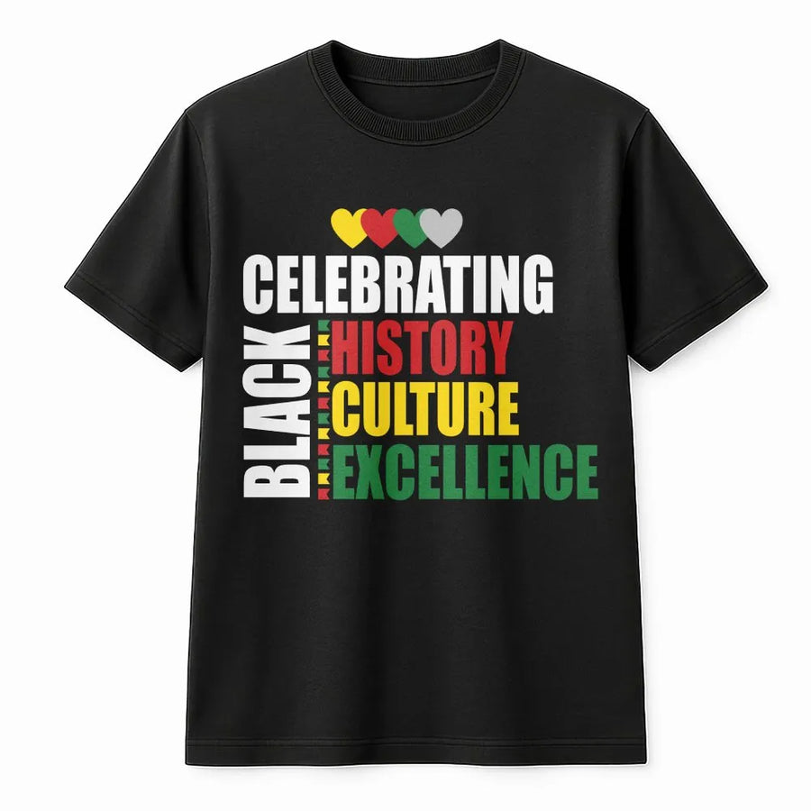 Black History Month T-Shirt | Celebrating Excellence Culture Design | Premium 100% Cotton Tee | African American Pride Apparel Gift