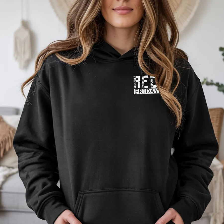Red Friday Hoodie | Remember Everyone Deployed Military Quote | Soft Cotton Tee | Patriotic Gift for Soldier Families