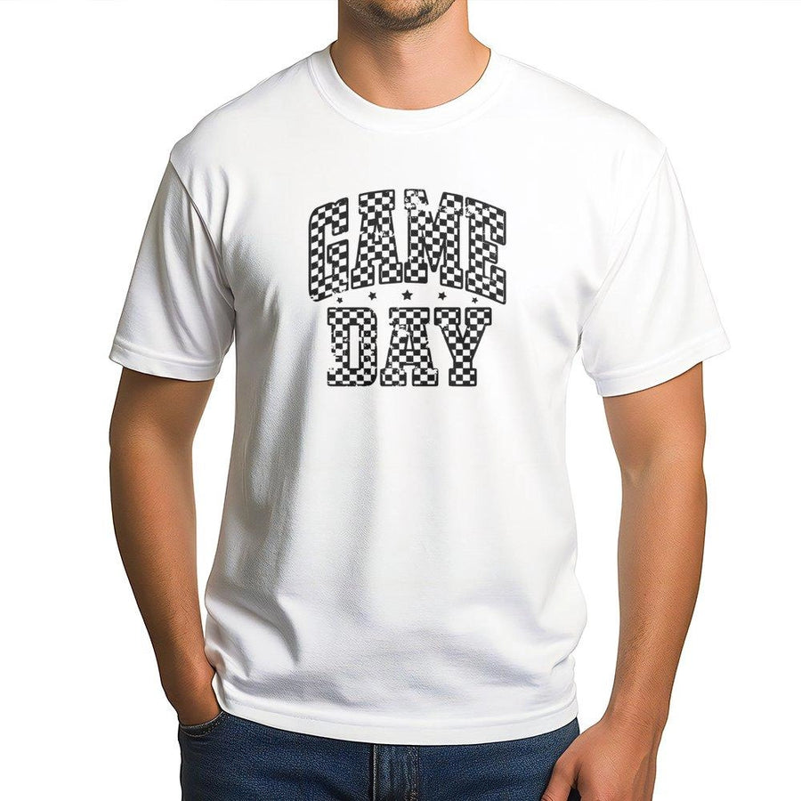 Game Day T-Shirt | Checkered Graphic Sports Print | 100% Premium Cotton Tee | Gift for Sports Mom & Fan