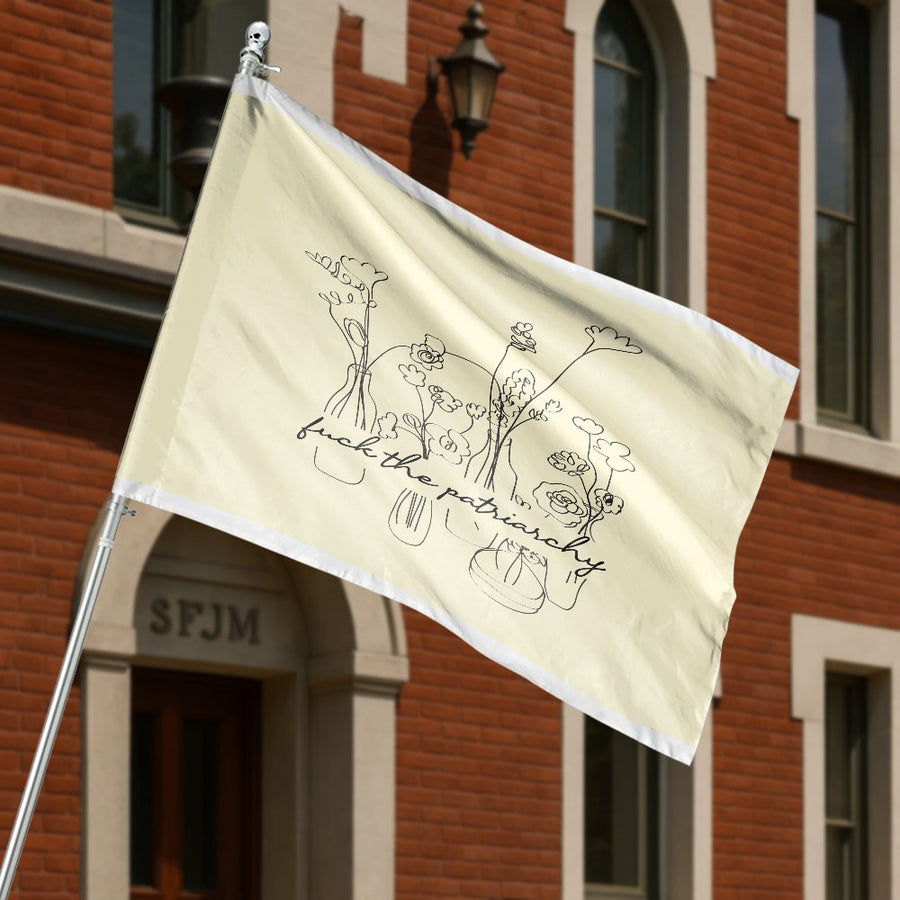 Feminist House Flag | Fuck The Patriarchy Minimalist Line Art | Premium Weather-Resistant Polyester | Outdoor Garden Decor Gift