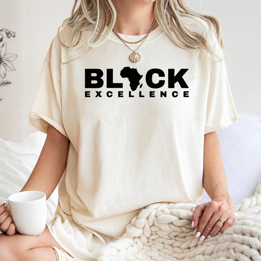 Black Excellence T-Shirt | African Continent Graphic Print | 100% Cotton Premium Apparel | Empowering Gift for Men and Women
