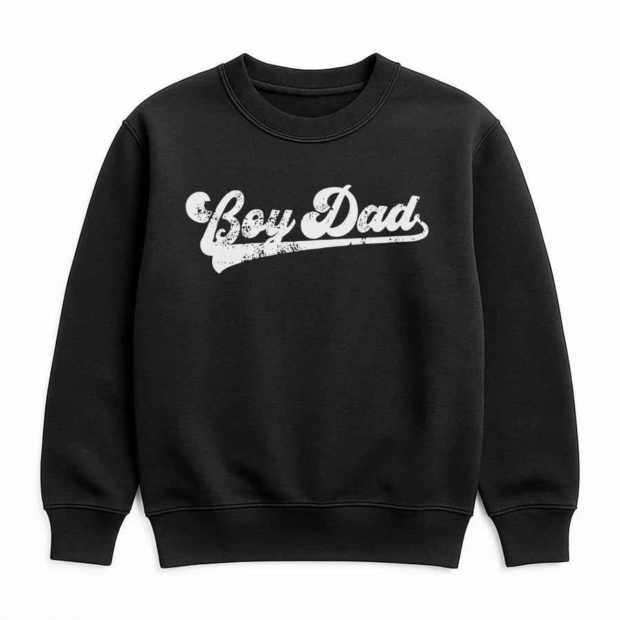 Boy Dad Sweatshirt | Retro Script Distressed Graphic | Premium Cotton-Blend Sweatshirt | Gift for New Dad, Father's Day
