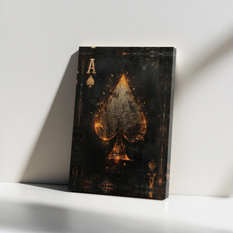 Ace of Spades Canvas Wall Art | Abstract Grunge Poker Artwork | Premium High-Resolution Print | Man Cave & Game Room Decor Gift