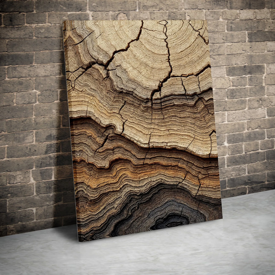 Abstract Tree Ring Wall Art | Cracked Wood Grain Texture | Premium Gallery-Wrapped Canvas | Modern Minimalist Home Decor Gift