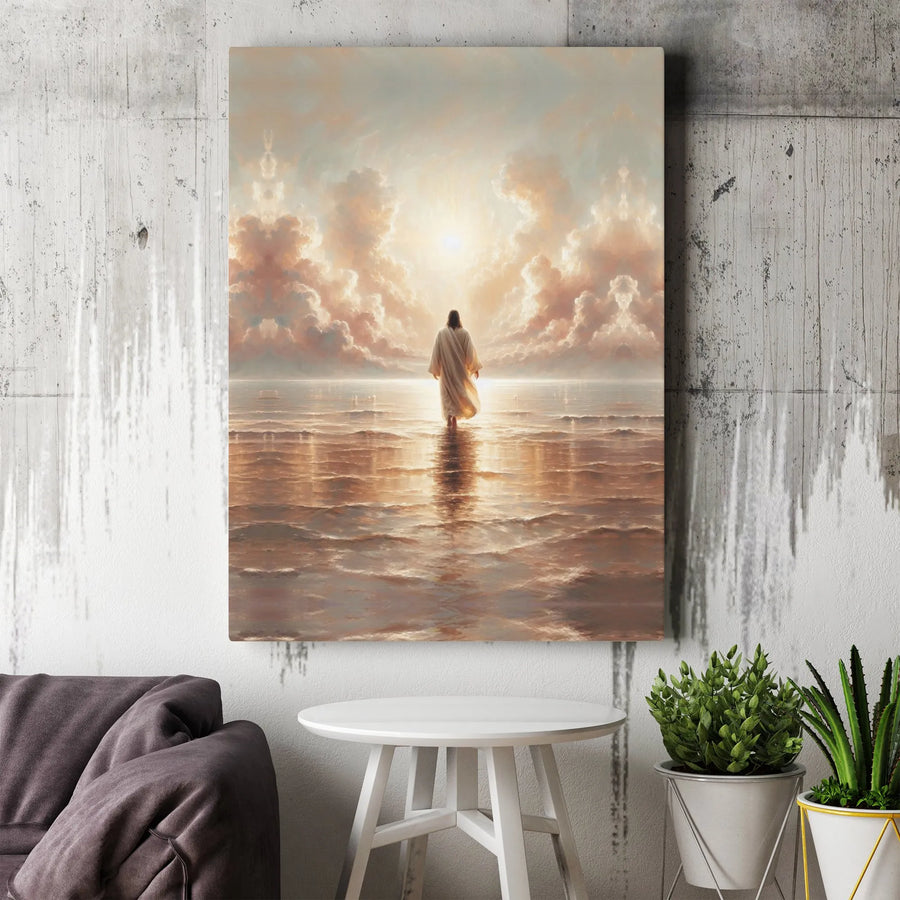 Jesus Walking On Water Canvas Wall Art | Serene Christian Religious Decor | Premium Fade-Resistant Print | Spiritual Home & Office Gift