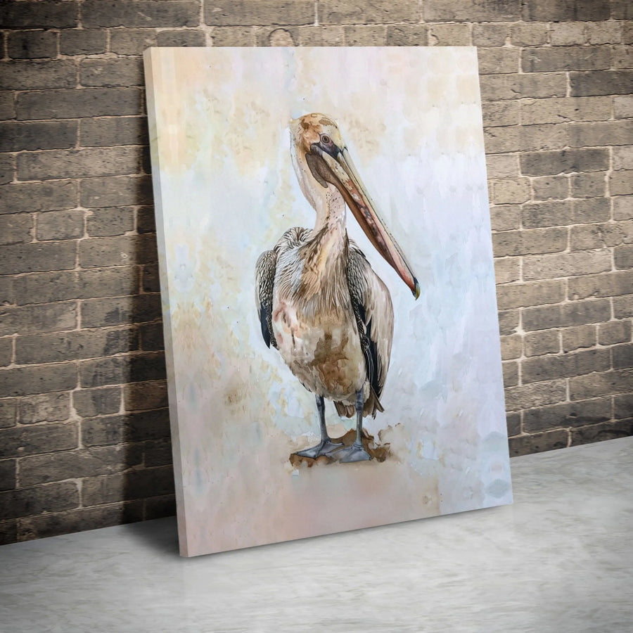 Pelican Wall Art Canvas Print | Watercolor Bird Illustration | Premium Gallery Quality Canvas | Coastal Home Decor Gift for Bird Watcher