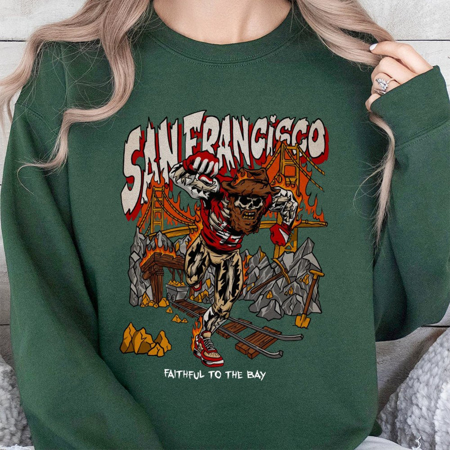 Vintage San Francisco Skeleton Sweatshirt, 49ers Faithful To The Bay Football Sweatshirt, Vintage 90s Graphic Style Sweatshirt, Gift For Fans